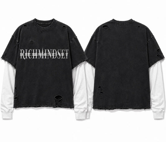 RICHMINDSET DISTRESS TSHIRT ATTACHED LONG SLEEVE(preorder)